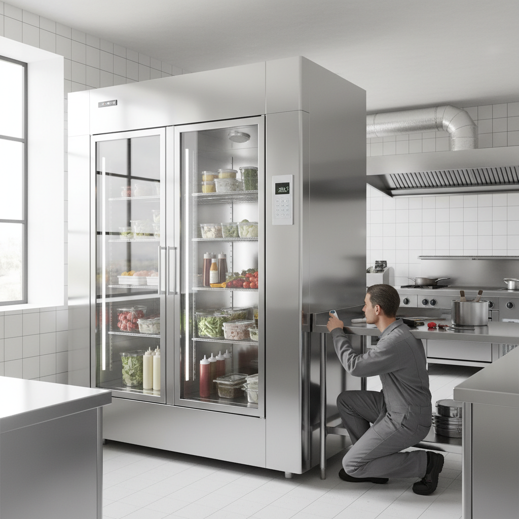 Commercial refrigeration service visit in a restaurant kitchen
